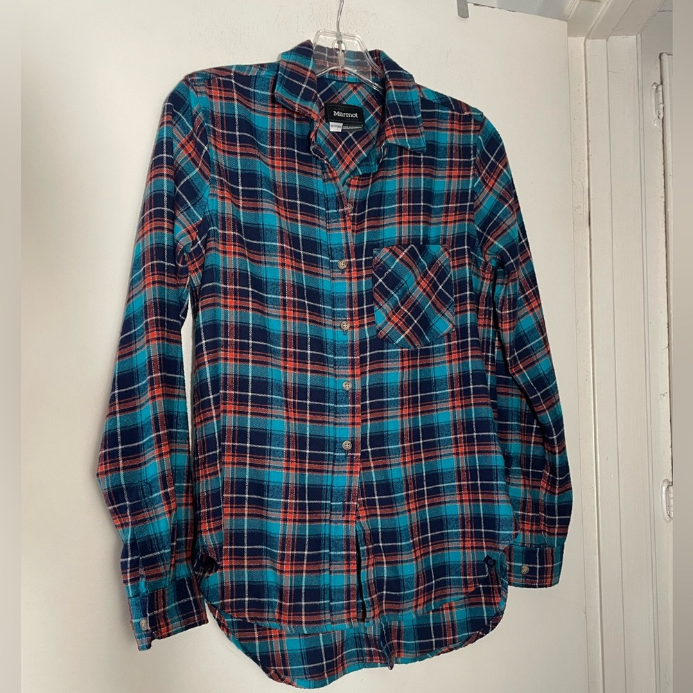 Marmot Shirt Women's XS Long Sleeve Plaid Button Up Multicolor Back Buttons